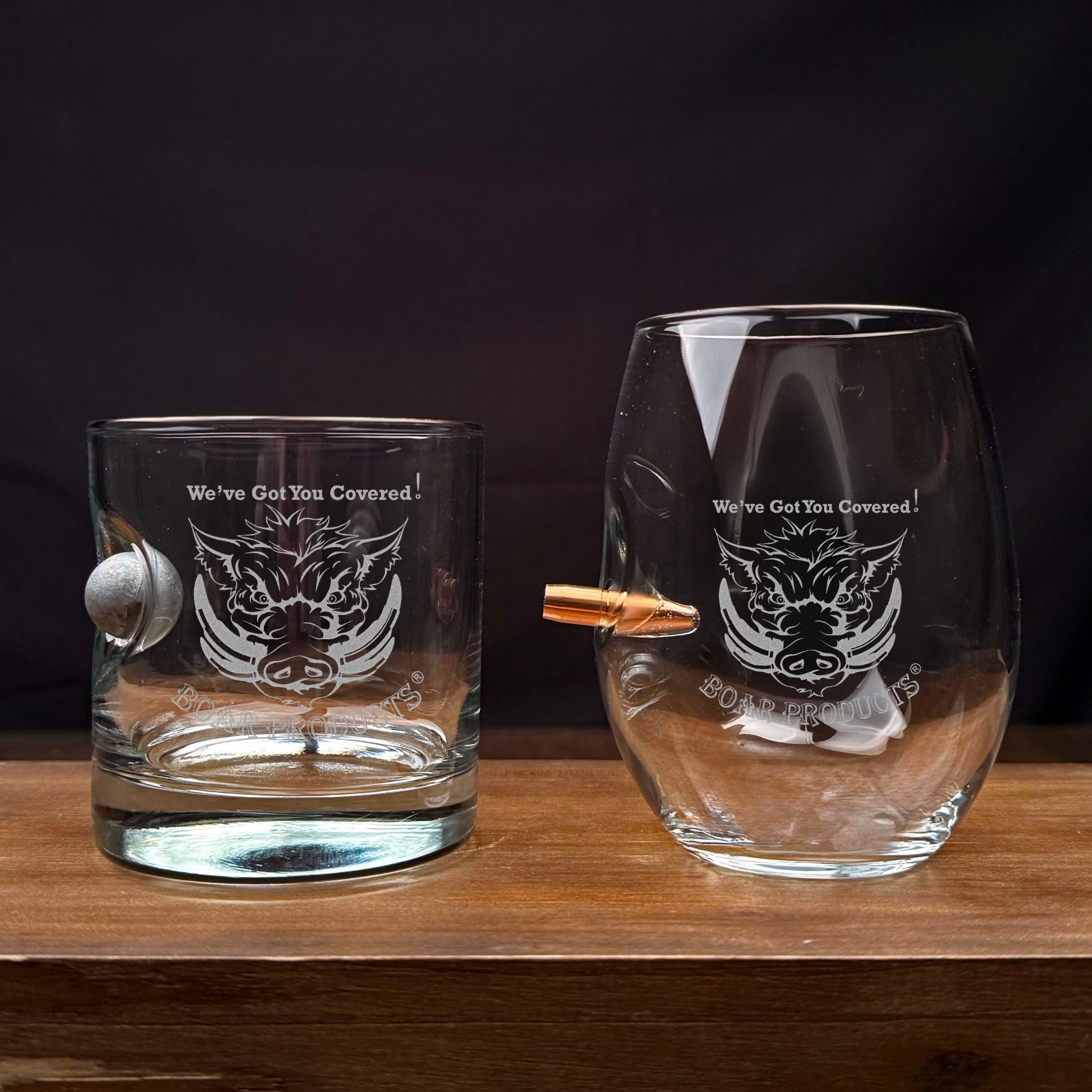 Boar Products BenShot whiskey and wine glasses bundle