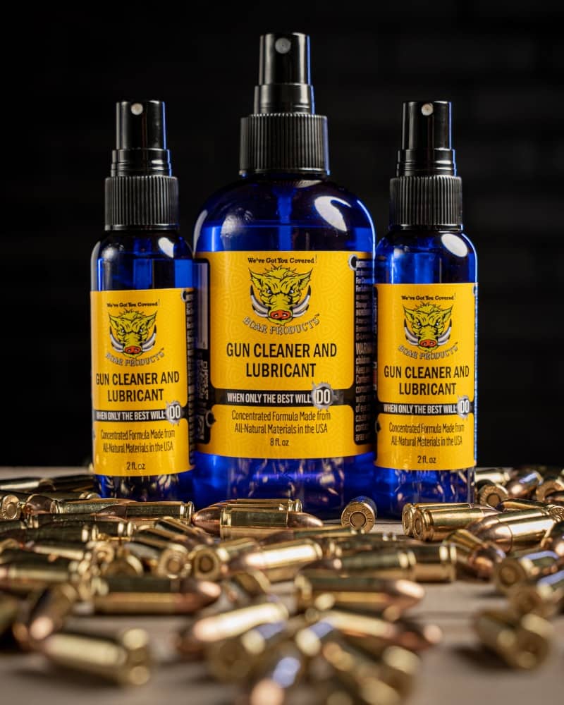 Boar Products gun cleaner and lubricant bottles
